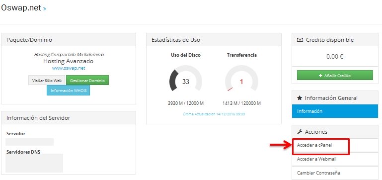 Acceso a cPanel Acceso a cPanel