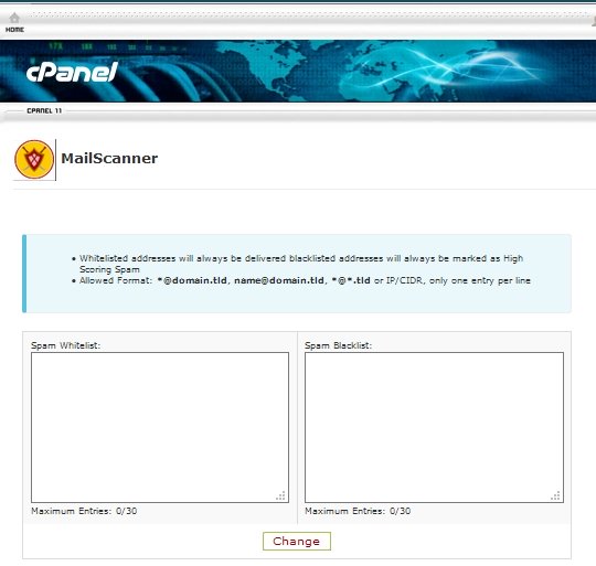 Añadir correos white/blackist Añadir correos white/blackist